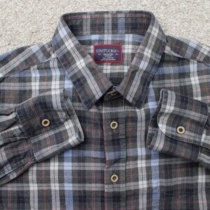 UNTUCKit Shirt Mens Medium Gray/Blue Carano Slim Fit 100% Cototn Long Sleeve